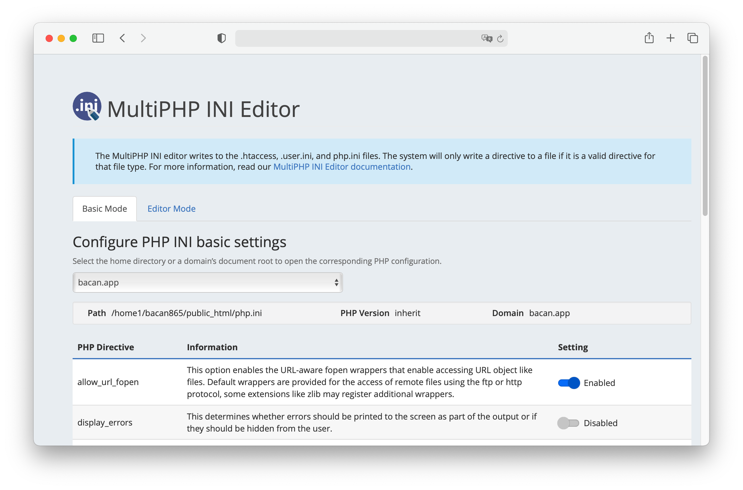 MultiPHP INI editor